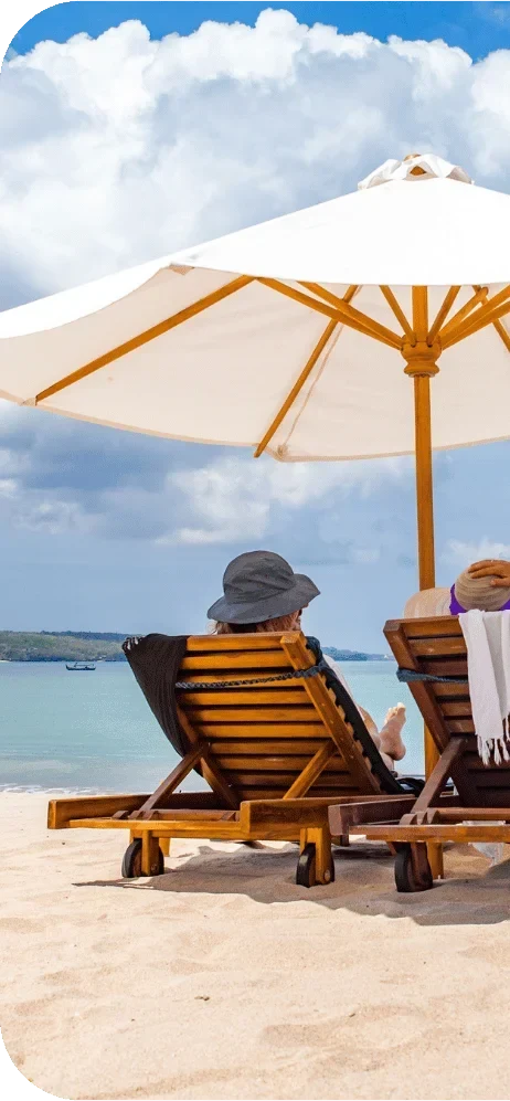 Guests at a seaside hotel