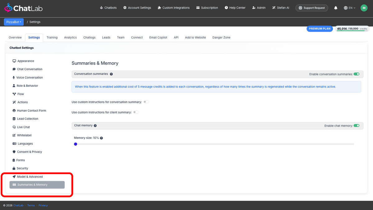 Summaries & Memory navigation