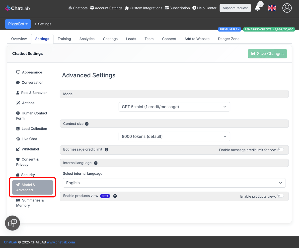 Model & Advanced navigation