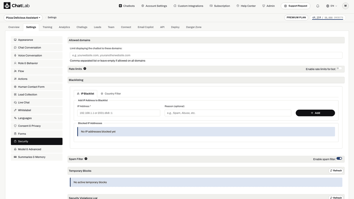 Allowed Domains configuration