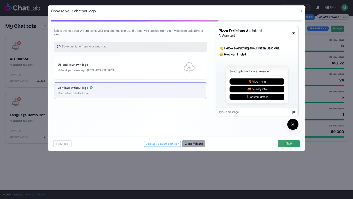 Wizard - choose your chatbot logo