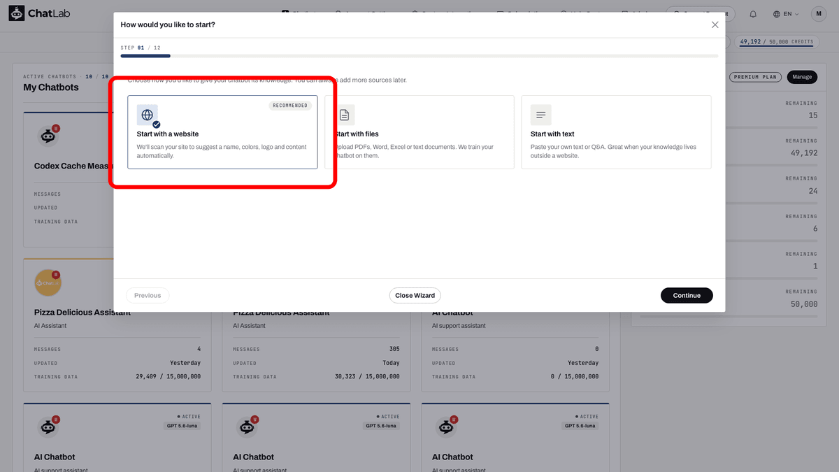 Assistant - comment souhaitez-vous commencer