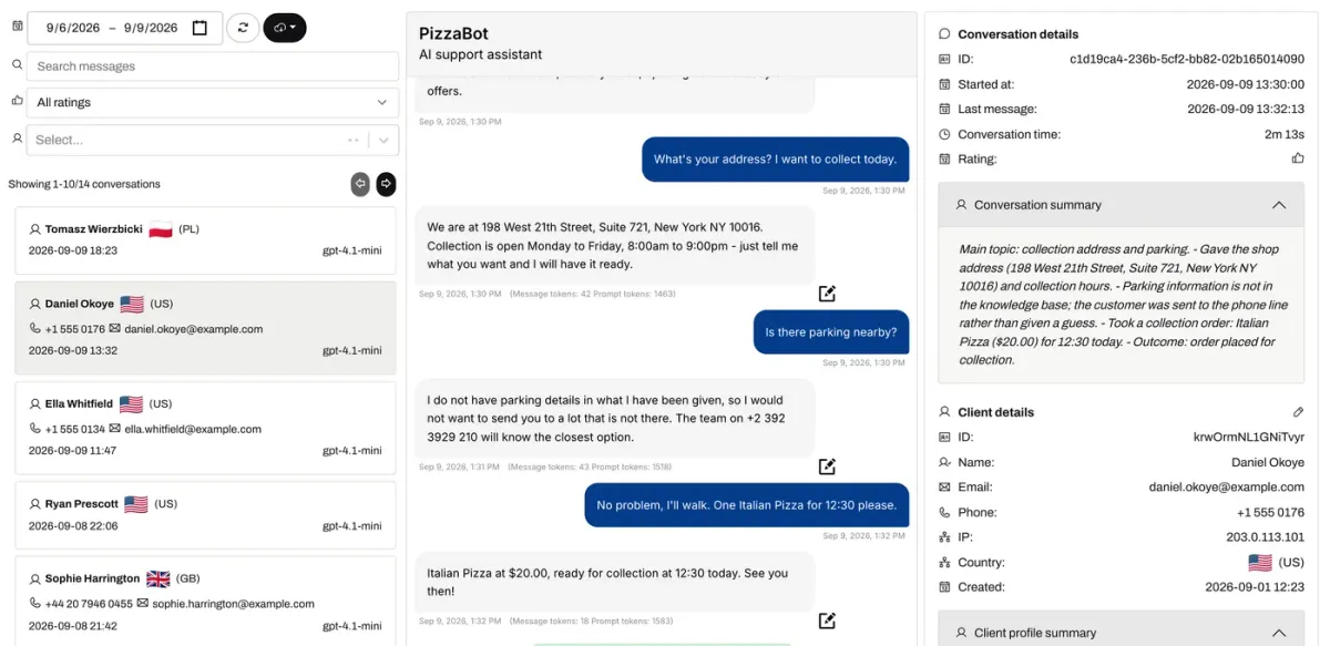 Review chat logs