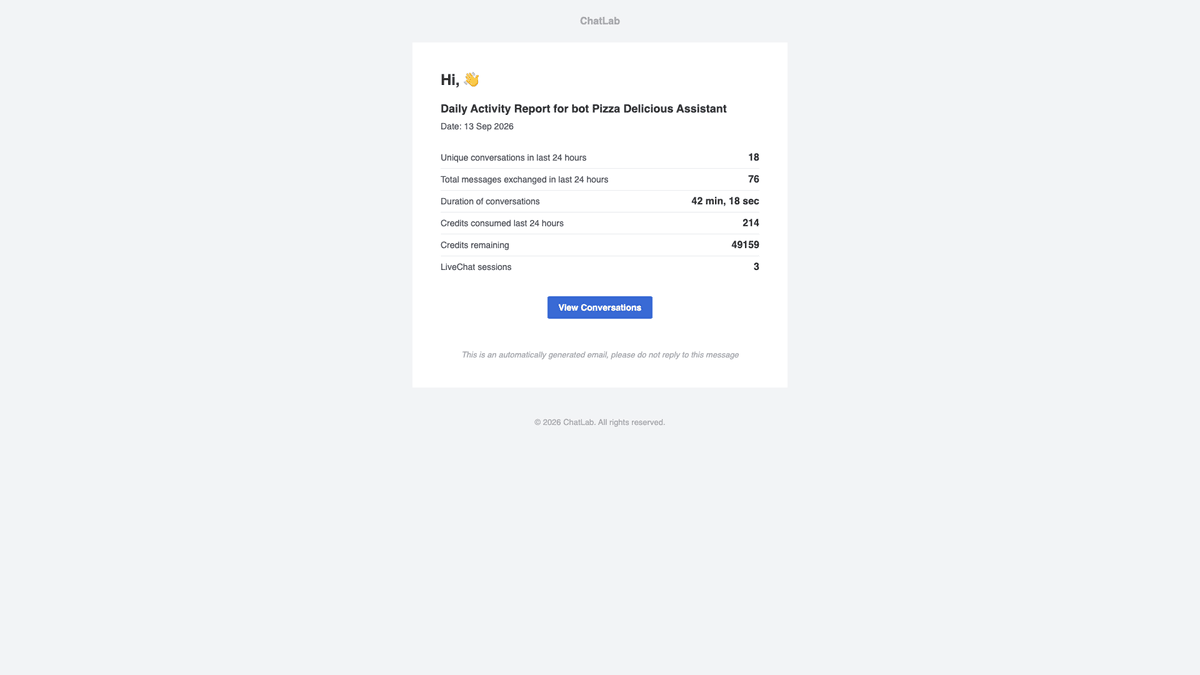 Daily report email example