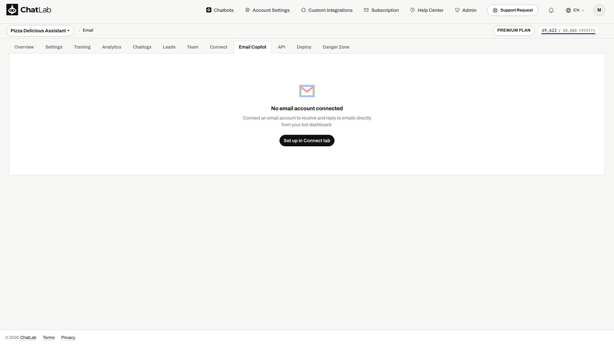 Email Copilot inbox showing email list with folder sidebar