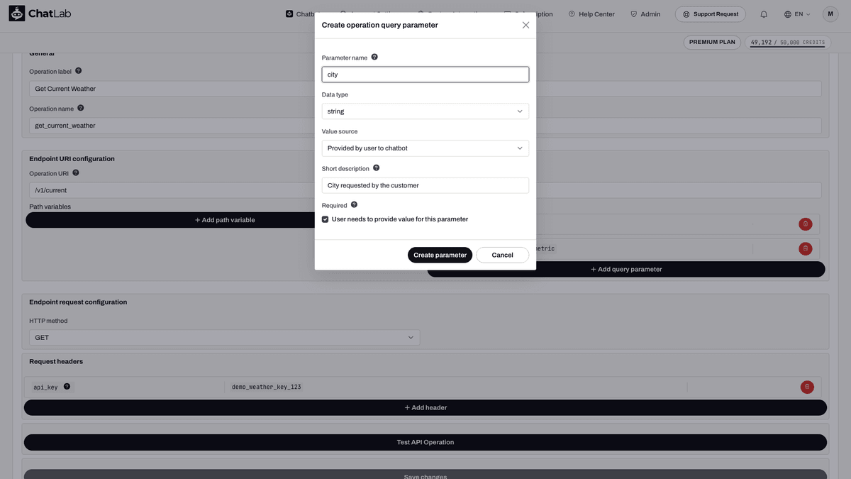 Query parameter editor