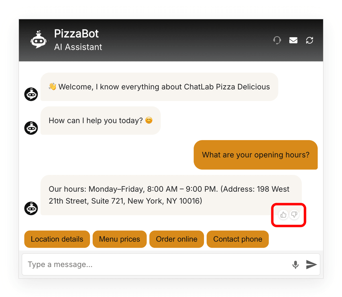 Rating buttons on bot response|width=50