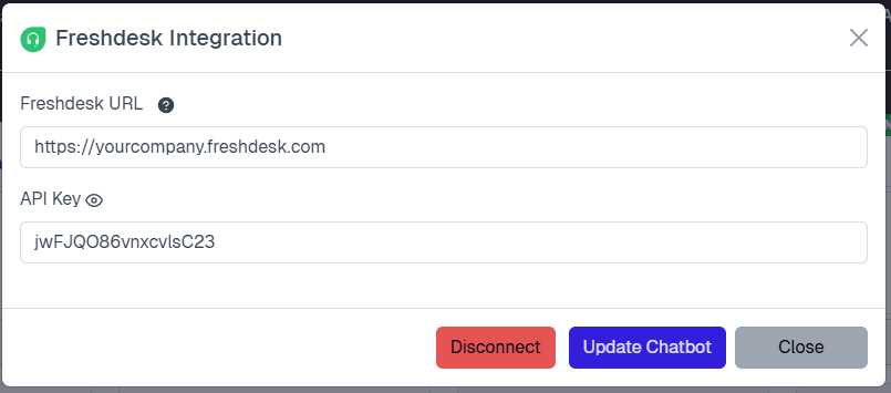 Freshdesk connection form