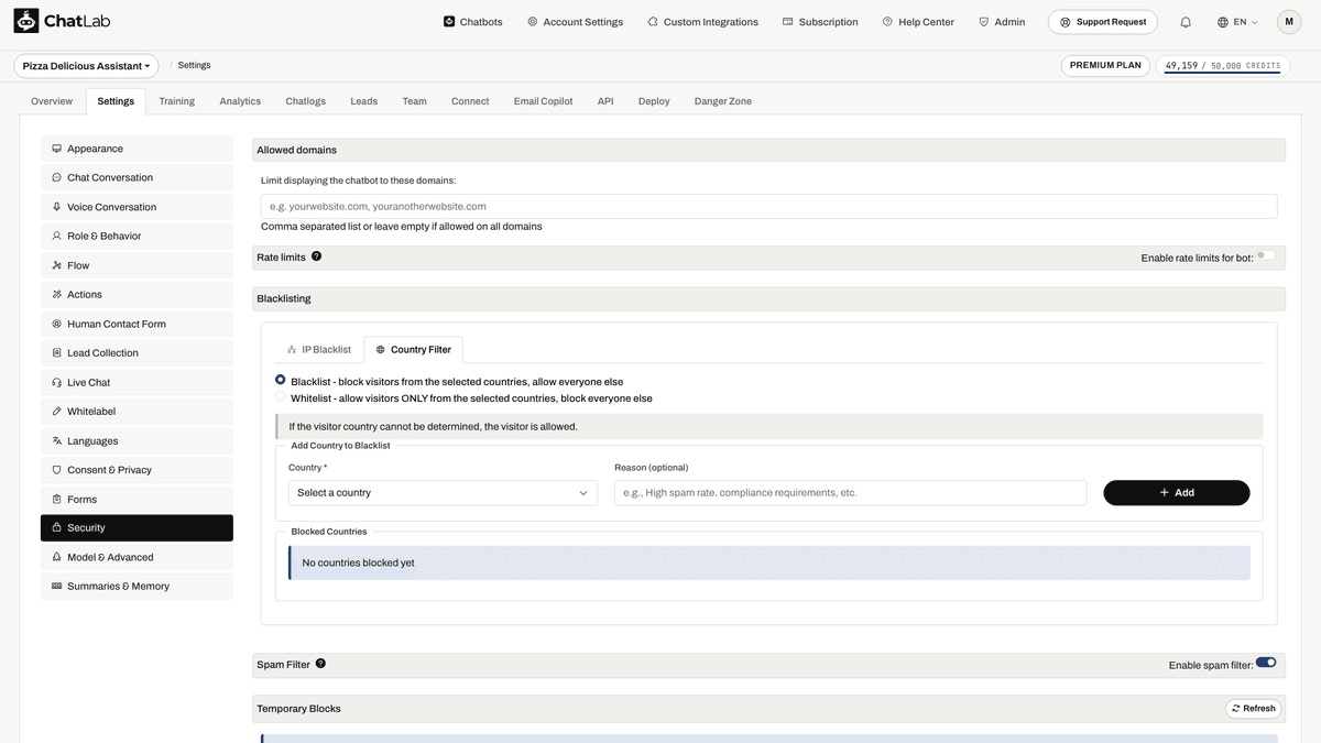 Country Blacklist manager