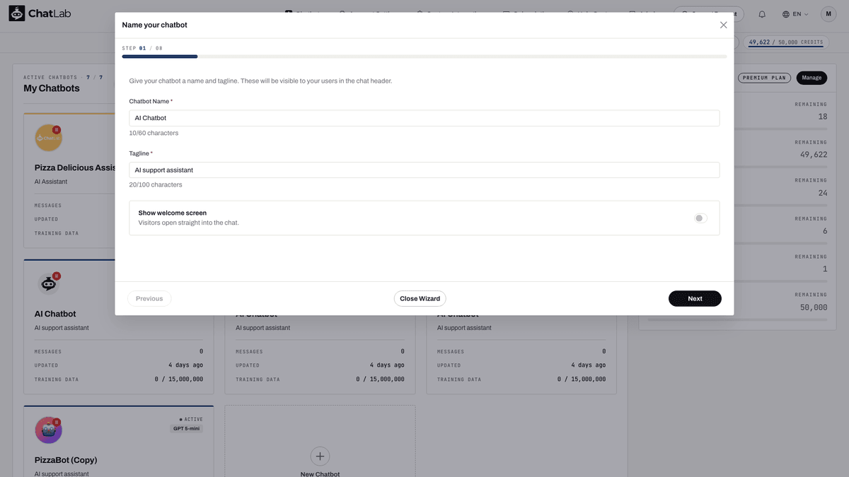 Assistant - nommez votre chatbot