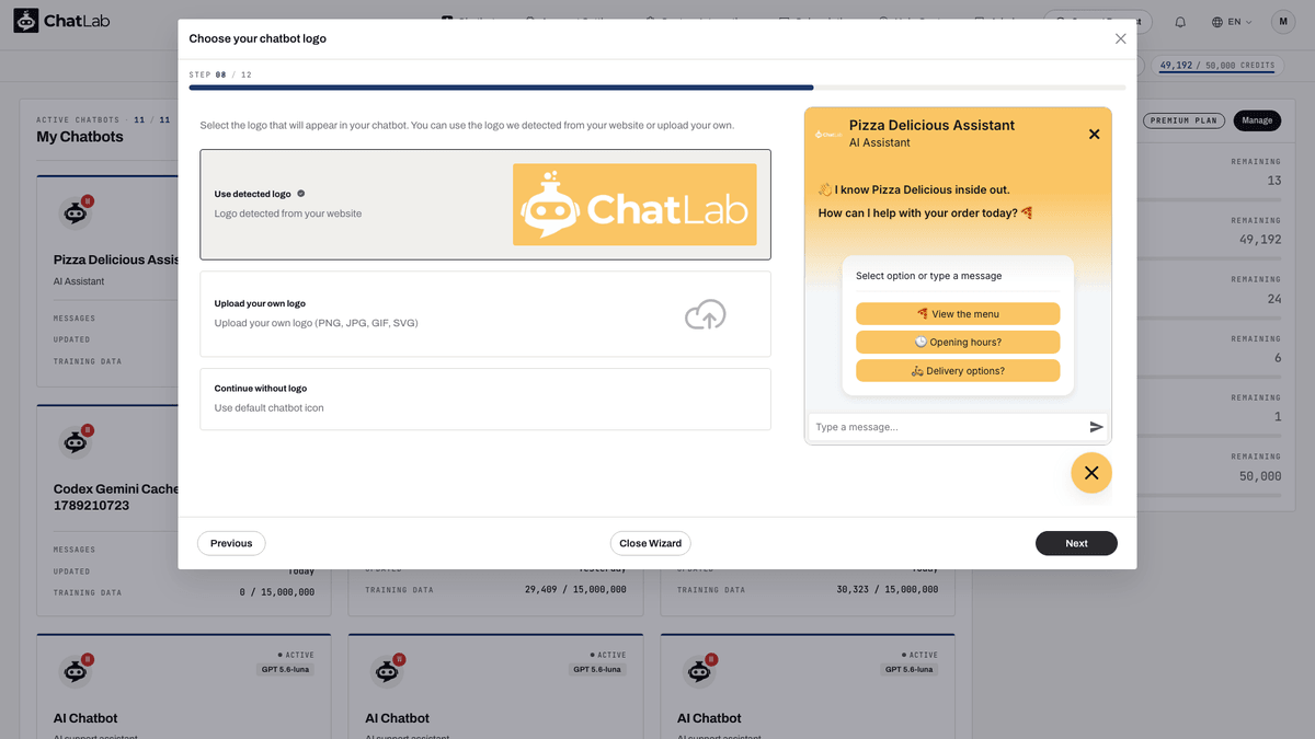 Assistant - choisir le logo de votre chatbot