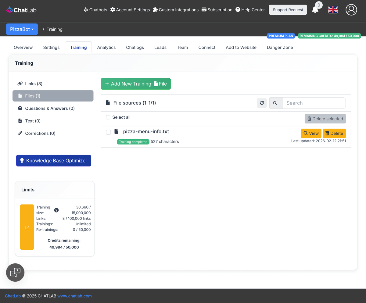 Training completed file list