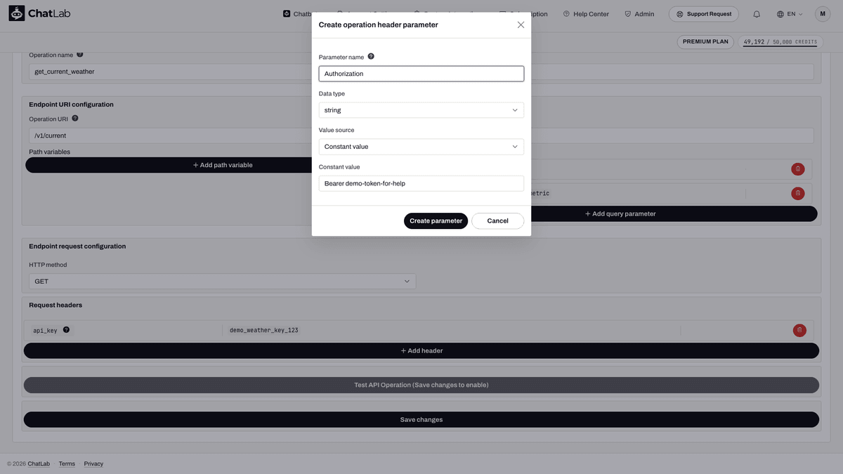 Authorization header editor
