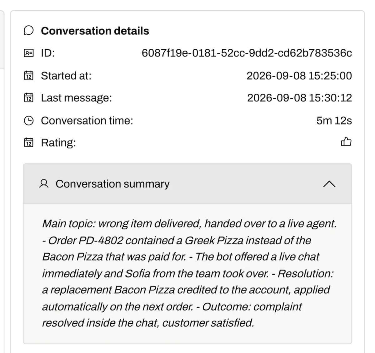 Conversation summaries