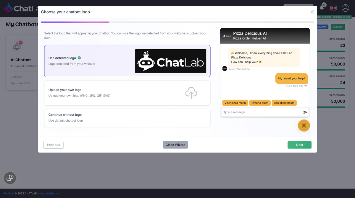 Wizard step 2 - Choose logo