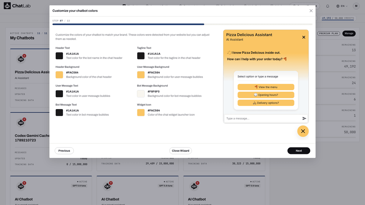Assistant - personnaliser les couleurs de votre chatbot