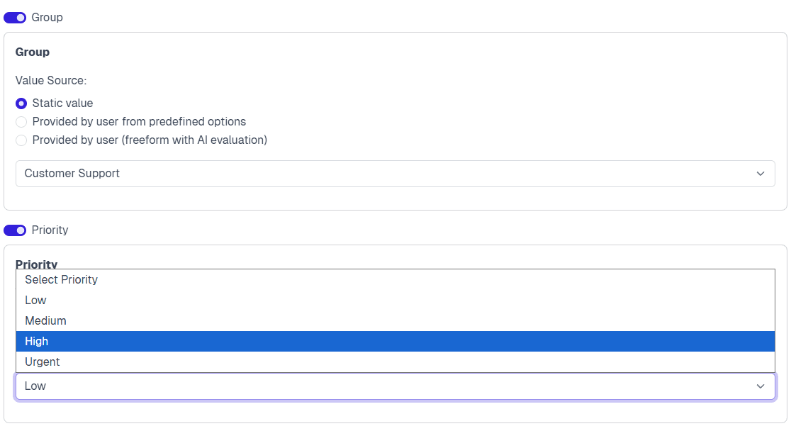 Create Ticket field configuration