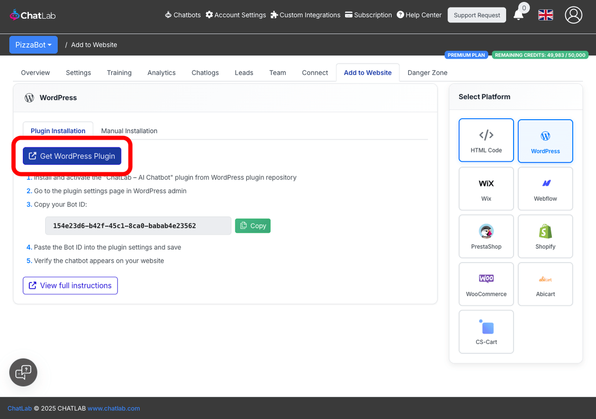 Get WordPress Plugin button highlighted