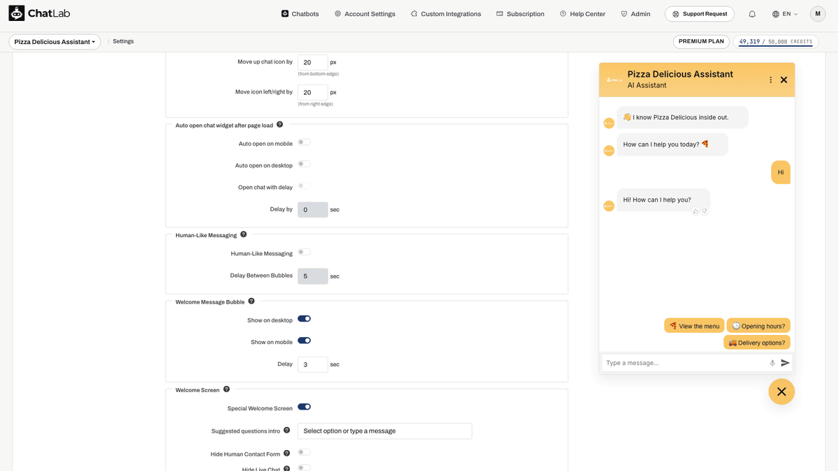 Human-Like Messaging settings|width=60