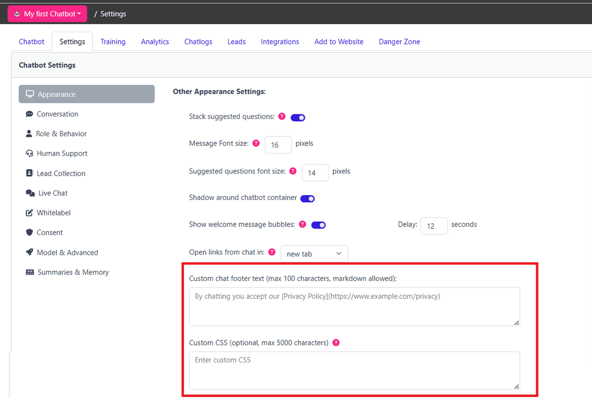 Privacy policy footer